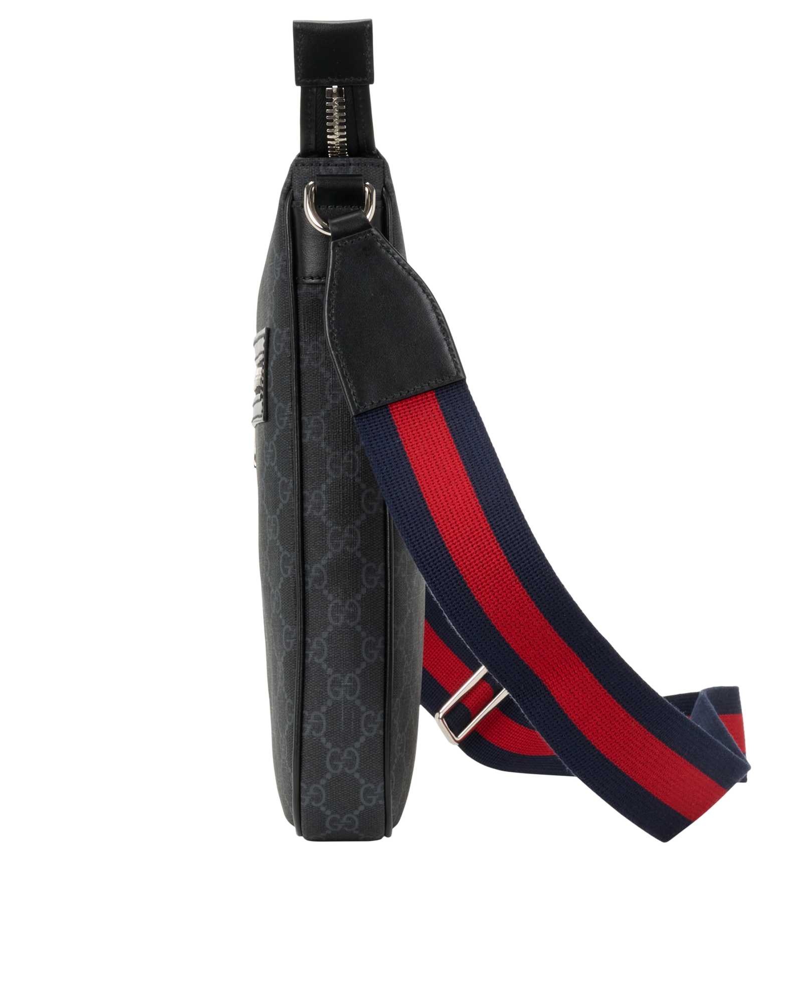 GG Supreme Messenger, &pound;850, Handbags, Black, Canvas/Leather, Bottom view